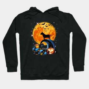 Bull Terrier Dog Moon Cliff Pumpkin Halloween Hoodie